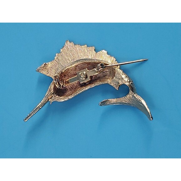 Vintage Swordfish Sailfish Brooch Gold Tone Martin Marine Fisherman Statement - Picture 9 of 12